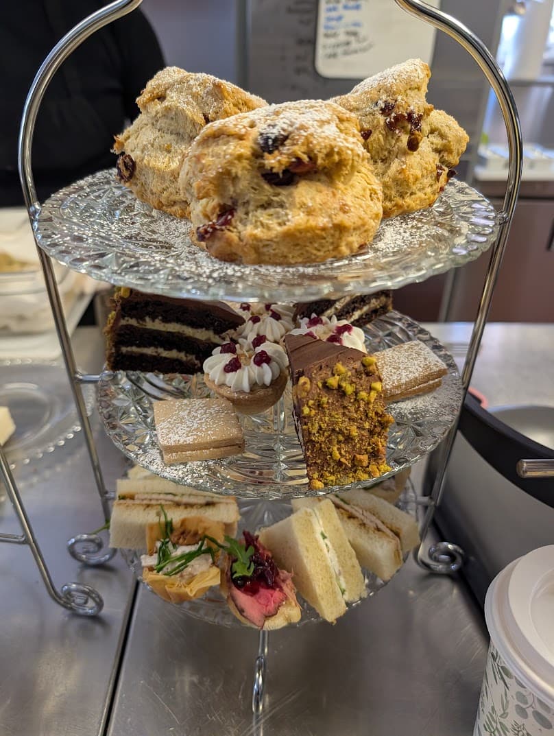 Traditional three-tier tea tray with seasonal selections