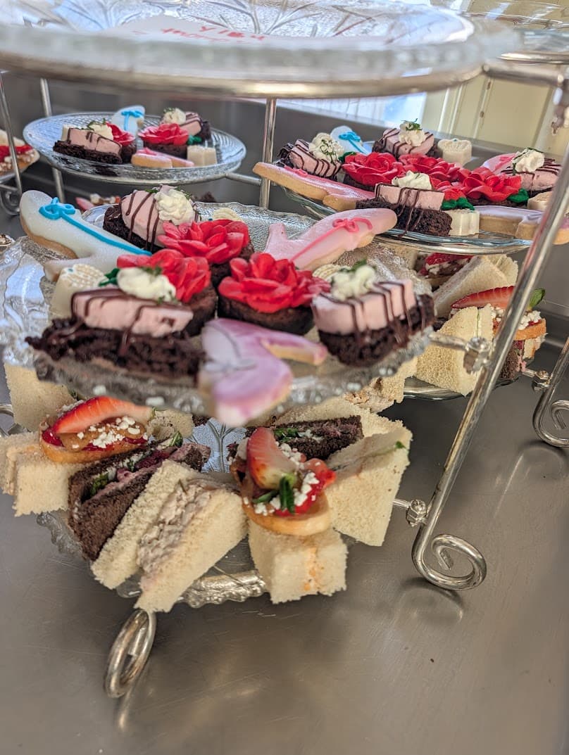 Beautifully arranged afternoon tea tier at The Tea Trolley