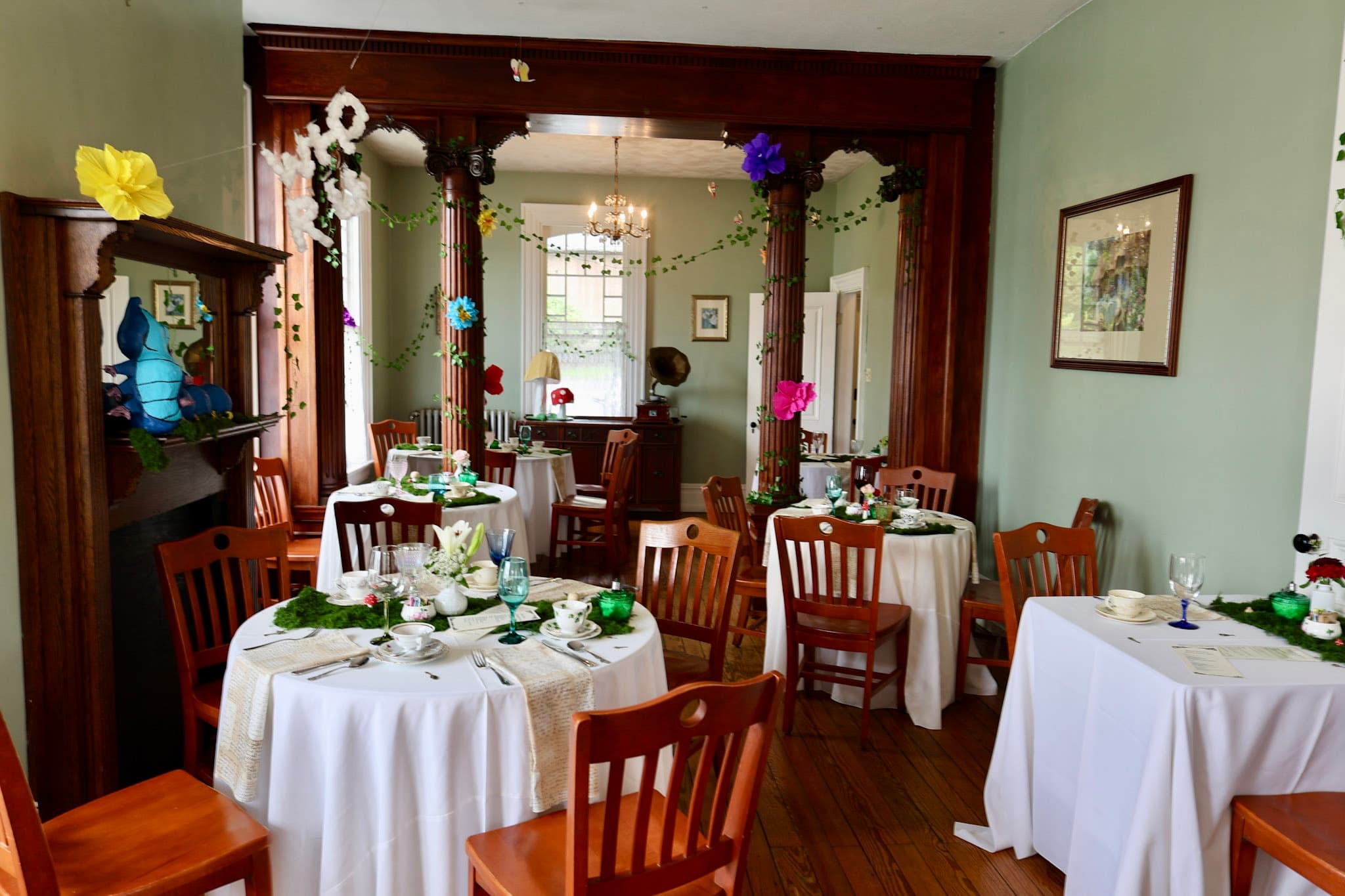 Garden Room transformed for Alice in Wonderland afternoon tea at The Tea Trolley